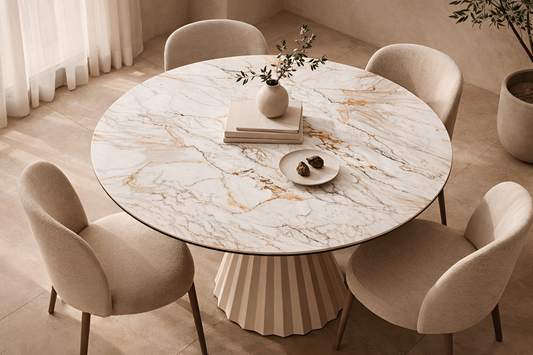 Marbrè Aureo Extendable Round Sintered Stone Dining Table – alternate product view