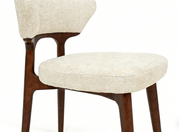 Loren Dining Chair – Cream & Walnut