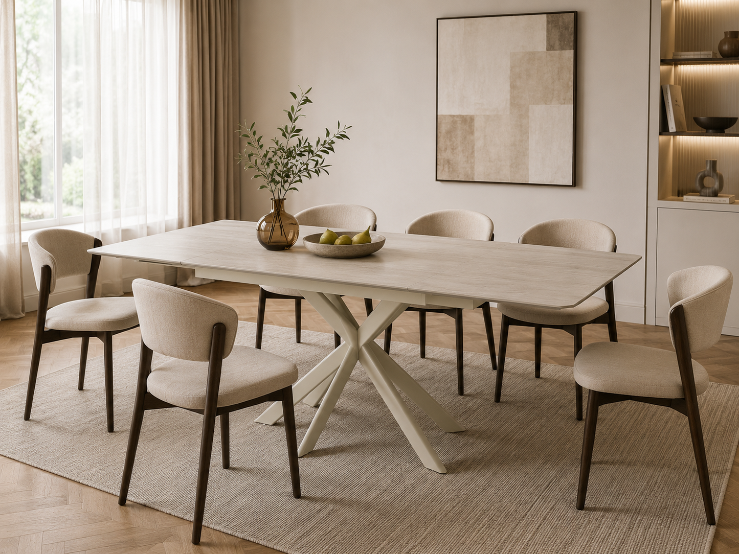 Marbrè Alba Extendable Ceramic Stone Dining Table