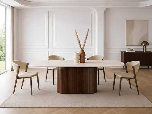 Marbrè Halo Extendable Sintered Stone Dining Table
