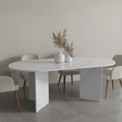 Amalfi bespoke stone dining table in a styled dining room