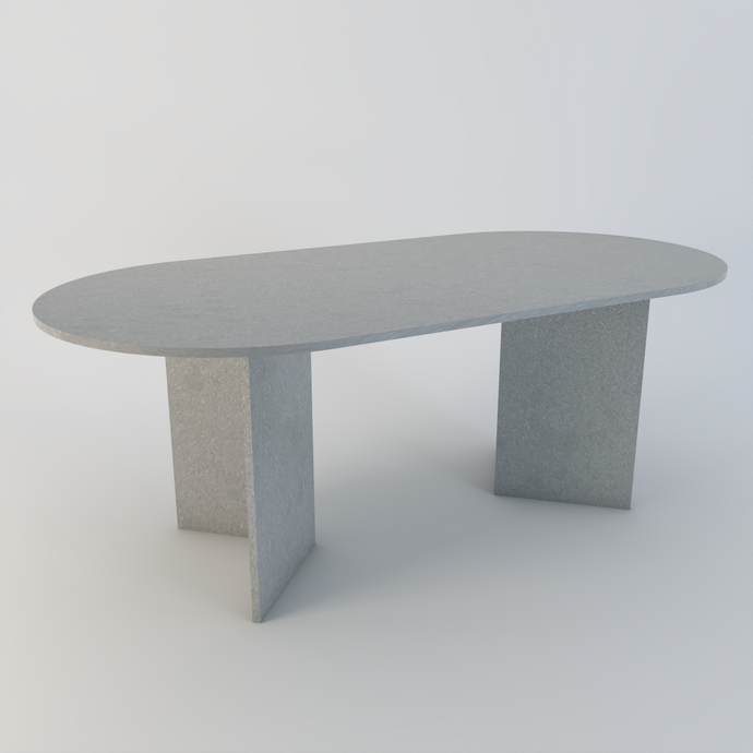 Amalfi bespoke stone dining table in Concrete quartz
