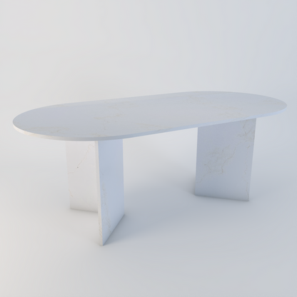 Amalfi bespoke stone dining table in Imperial Gold quartz