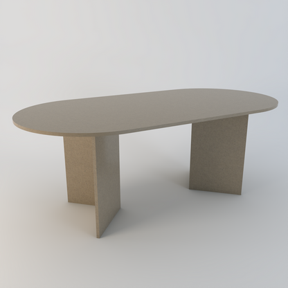 Amalfi bespoke stone dining table in Ammonite Portobello quartz