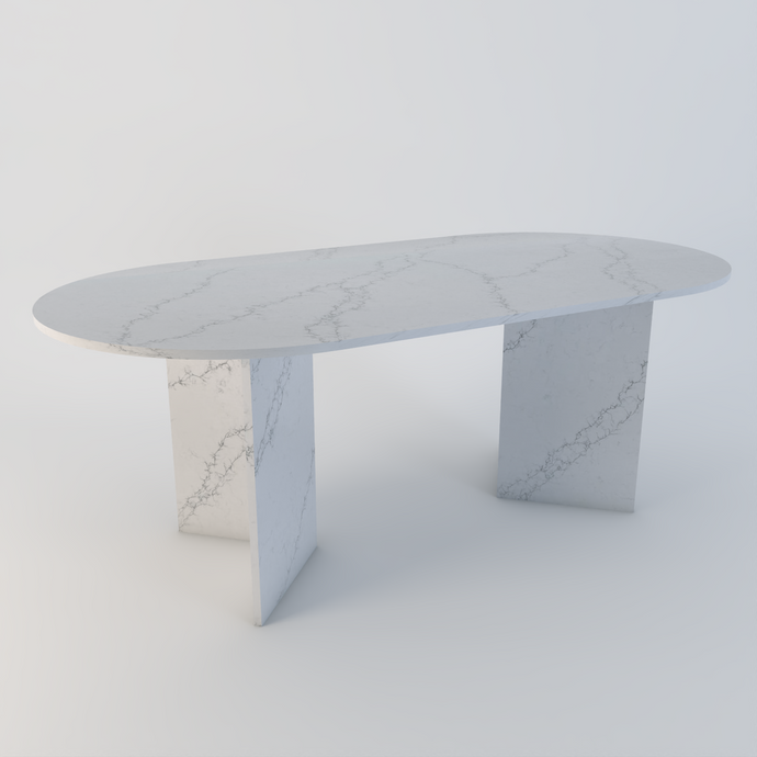 Amalfi bespoke stone dining table in Valencia quartz