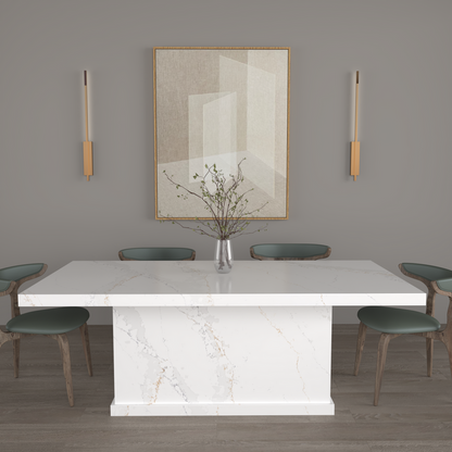 Alessio bespoke stone dining table in Calacatta Oro quartz