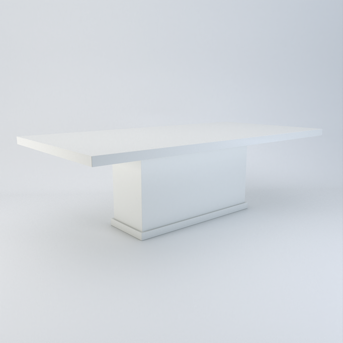 Alessio bespoke stone dining table in Ammonite Ice quartz