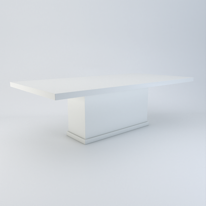 Alessio bespoke stone dining table in Ammonite Ice quartz