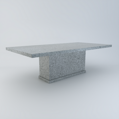 Alessio bespoke stone dining table in Stellar Luna quartz