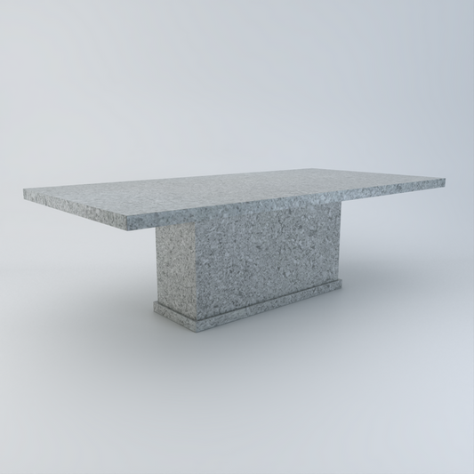 Alessio bespoke stone dining table in Stellar Luna quartz