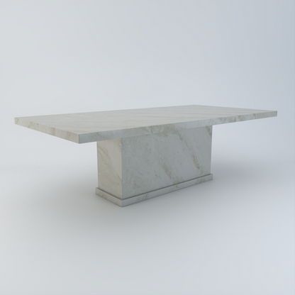 Alessio bespoke stone dining table in Taj Mahal quartz