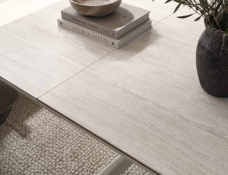 Marbrè Alba Extendable Ceramic Stone Dining Table