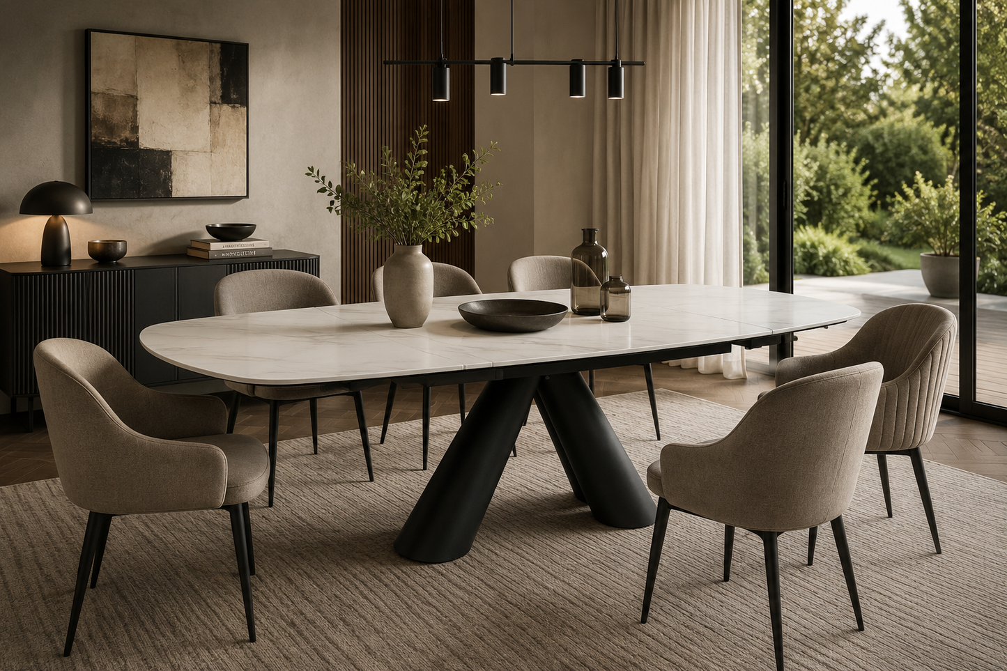 Marbrè Lucente Extendable Ceramic Stone Dining Table