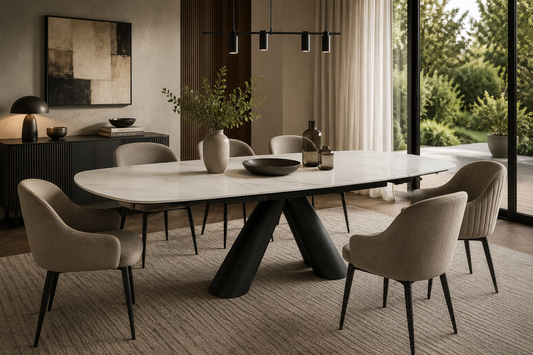 Marbrè Lucente Extendable Ceramic Stone Dining Table