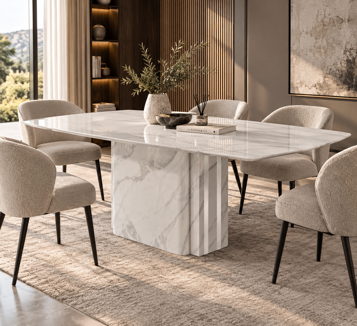 Marbrè Pietra White Marble Dining Table
