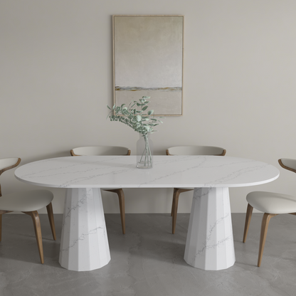 Livorno bespoke stone dining table in a styled dining room
