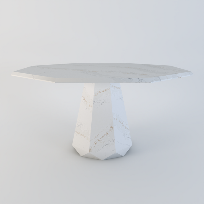 Palermo bespoke stone dining table in Calacatta Oro quartz