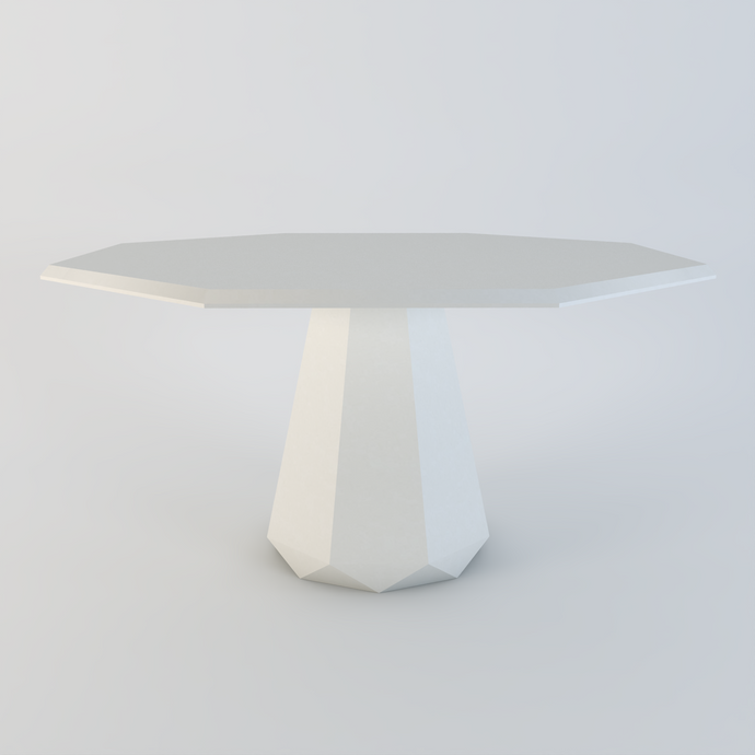 Palermo bespoke stone dining table in Ammonite Ice quartz