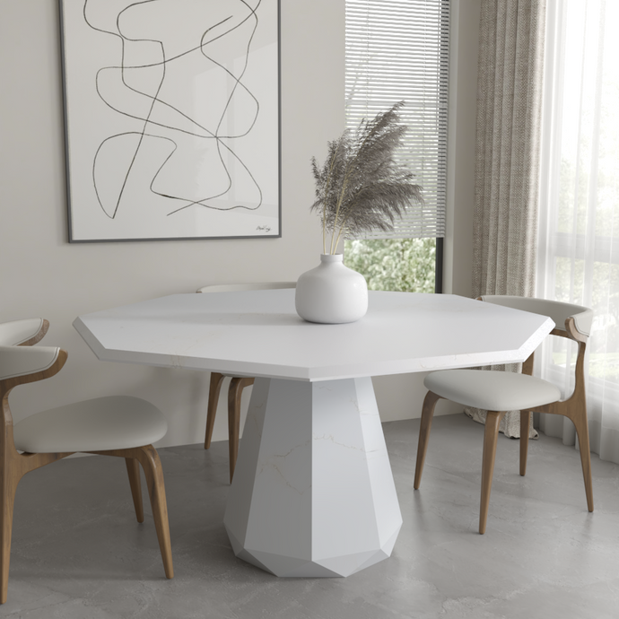Palermo bespoke stone dining table in a styled dining room