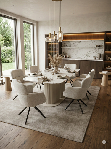 Marbrè Sorrento Cream Ceramic Dining Table