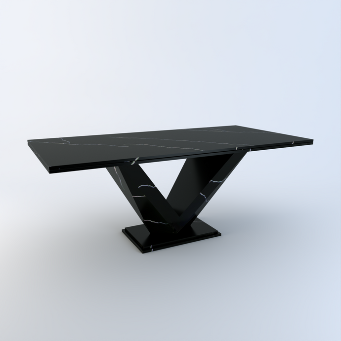 Valentina bespoke stone dining table in Nero Marquina quartz