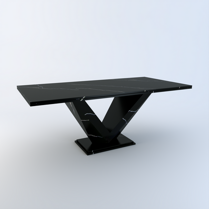 Valentina bespoke stone dining table in Nero Marquina quartz