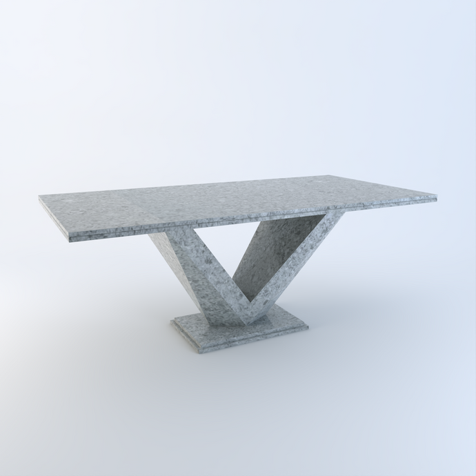 Valentina bespoke stone dining table in Stellar Luna quartz
