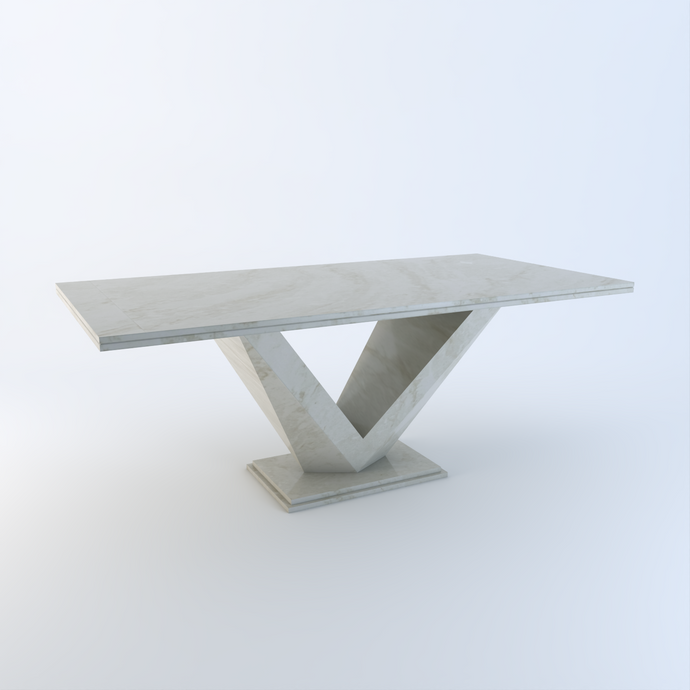 Valentina bespoke stone dining table in Taj Mahal quartz