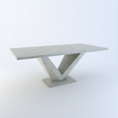 Valentina bespoke stone dining table in Taj Mahal quartz