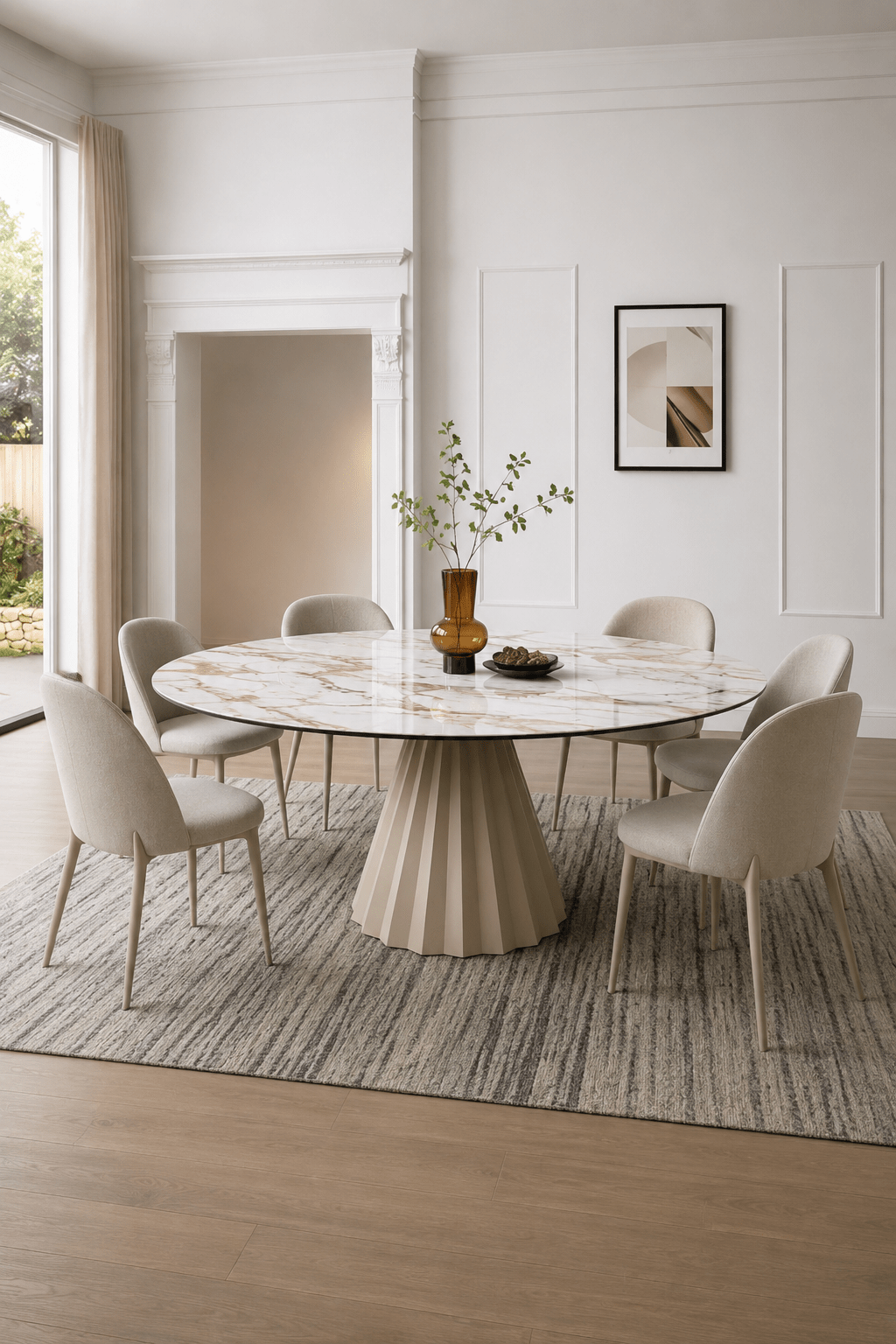 Marbrè Aureo Extendable Round Sintered Stone Dining Table - Marbre Dining CompanyDining Tables