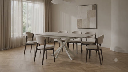 Marbrè Alba Extendable Ceramic Stone Dining Table